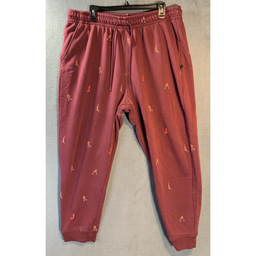 Jordan Essentials Holiday Fleece Joggers Mens 2XL Cherrywood Red AOP DV9390-680